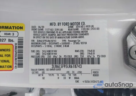 2020 Lincoln Mkz Reserve from USA, damaged, VIN 3LN6L5F95LR618743